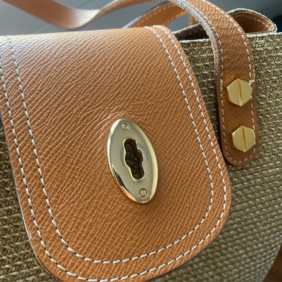 Eric Javits Women Tan Brown Rattan Flap Shoulder Purse Bag Boho Coastal Tropical - Picture 10 of 16